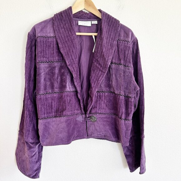 Christopher & Banks Jackets & Blazers - Vtg Christopher & Banks Jacket M Purple Crop Chenille Bolero Blazer NEW